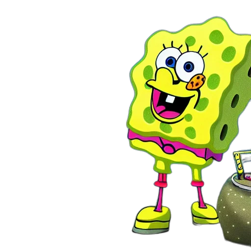 food, bottle, creature, animal, 3d render, concept art, underwater, spongebob transparent PNG cut-out