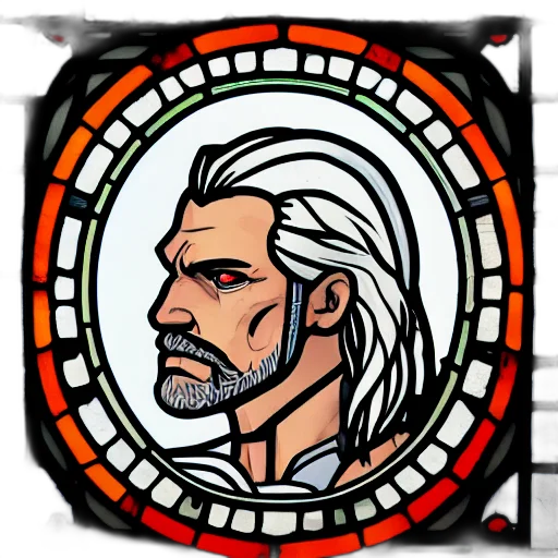 comic book art, fantasy art, pixel art, cartoon, side, view, portrait, geralt transparent PNG cut-out