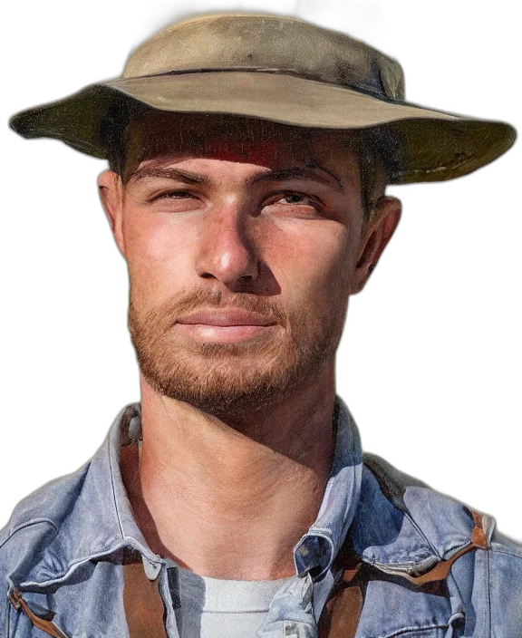 hat, face, staff, weapon transparent PNG cut-out