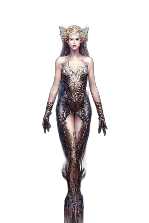 dress, creature, staff, concept art, fantasy art, comic book art, pixel art, dark transparent PNG cut-out