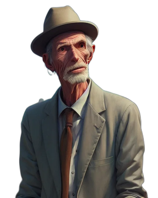 face, staff, hat, jacket transparent PNG cut-out