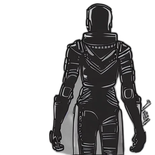 robot, staff, sword, weapon, concept art, comic book art, cyberpunk, cartoon transparent PNG cut-out