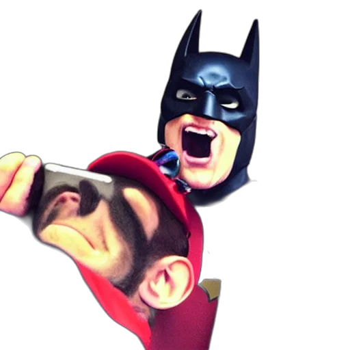 mask, concept art, 3d render, comic book art, cartoon, batman, happy, take transparent PNG cut-out