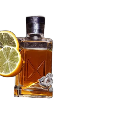 bottle, photorealistic, vodka, tabaco transparent PNG cut-out