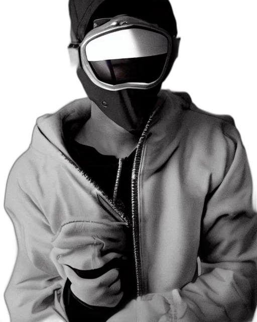 jacket, mask, staff, robot, concept art, photorealistic, 3d render, cyberpunk transparent PNG cut-out