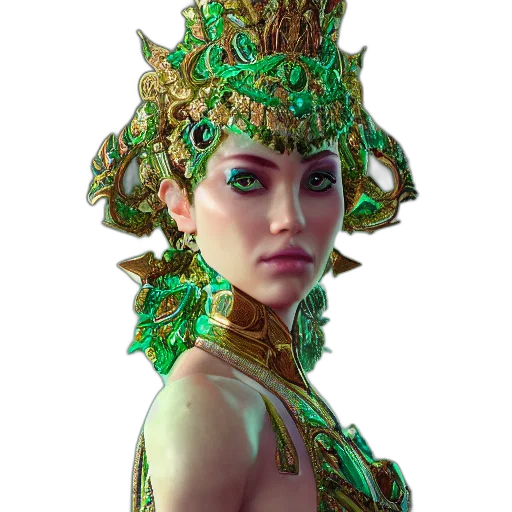 crown, hat, mask, staff, fantasy art, concept art, 3d render, photorealistic transparent PNG cut-out