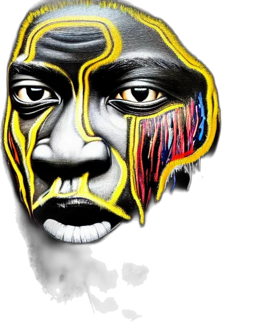 mask, face, photorealistic, comic book art, watercolor, cartoon, golden, extremely transparent PNG cut-out