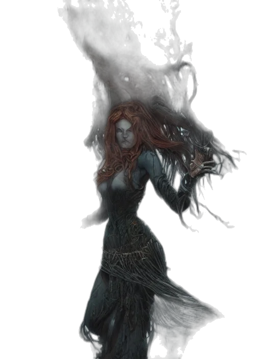 dress, creature, hair, mask transparent PNG cut-out