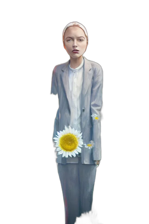 dress, staff, jacket, flower, photorealistic, oil painting, concept art, 3d render transparent PNG cut-out