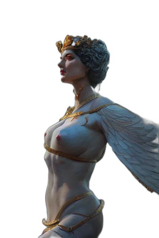 crown, jewelry, dress, staff, concept art, fantasy art, 3d render, pixel art transparent PNG cut-out