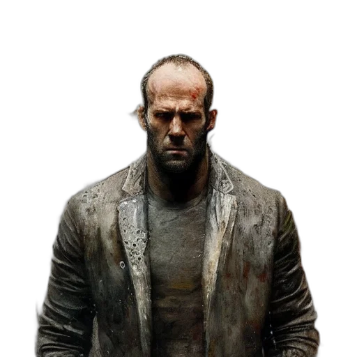 jacket, face, weapon, staff transparent PNG cut-out