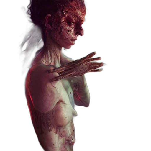 mask, creature, face, concept art, fantasy art, photorealistic, 3d render, red transparent PNG cut-out