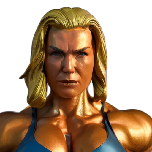 face, photorealistic, 3d render, concept art, comic book art, portrait, muscle, woman transparent PNG cut-out