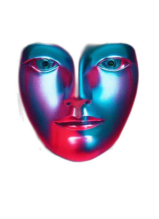 mask, face, jewelry, crown, 3d render, photorealistic, vaporwave, concept art transparent PNG cut-out
