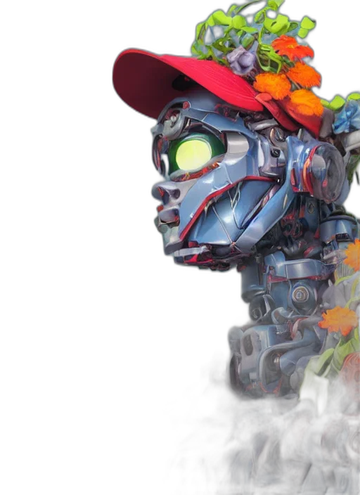 robot, concept art, 3d render, colourful, vfx, art, portrait, mecha transparent PNG cut-out