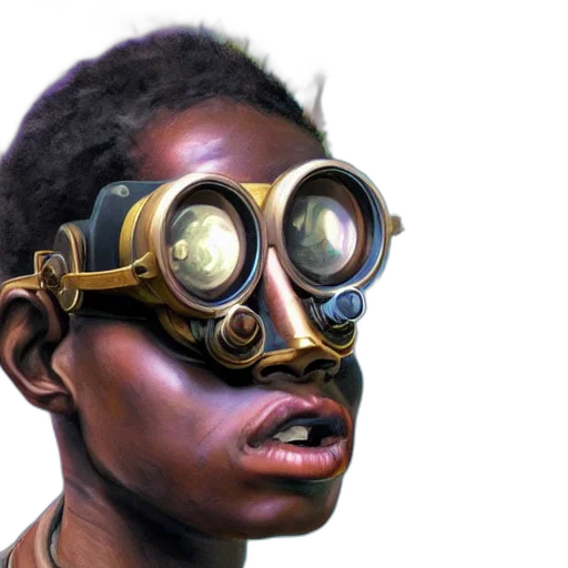mask, face, staff, robot, concept art, cyberpunk, photorealistic, watercolor transparent PNG cut-out