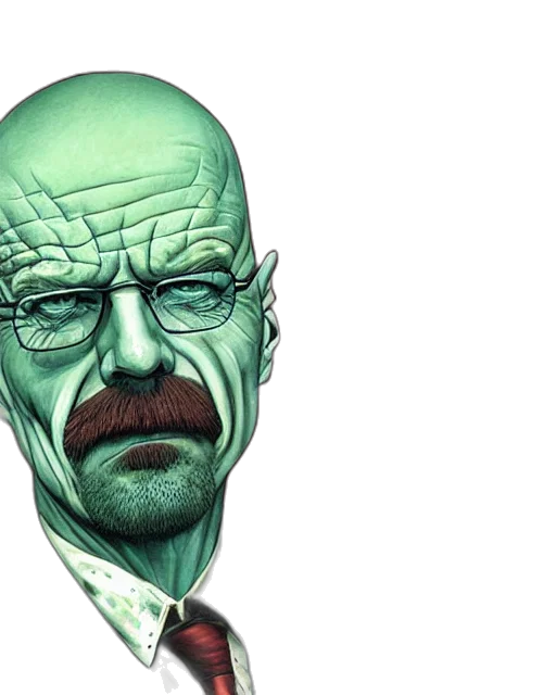 comic book art, concept art, cartoon, portrait, walter, white, joker, illustration transparent PNG cut-out