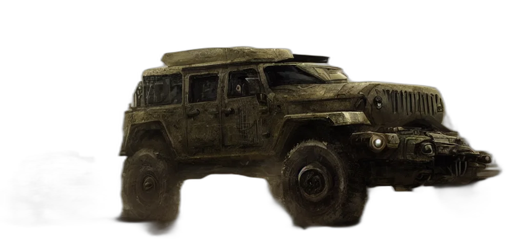 car, weapon, 3d render, concept art transparent PNG cut-out