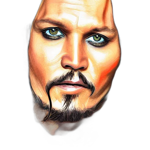 face, photorealistic, watercolor, comic book art, cartoon, portrait, jonny, depp transparent PNG cut-out