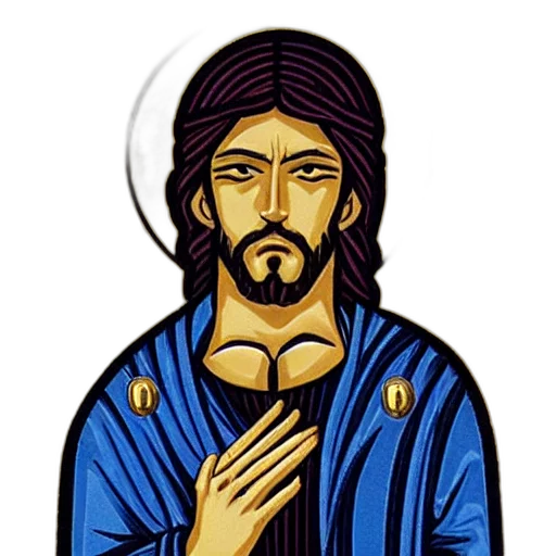 pixel art, gold, black, icon, anime, jesus transparent PNG cut-out