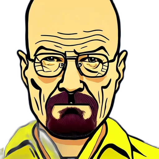 face, cartoon, comic book art, photorealistic, concept art, walter, white, breaking transparent PNG cut-out