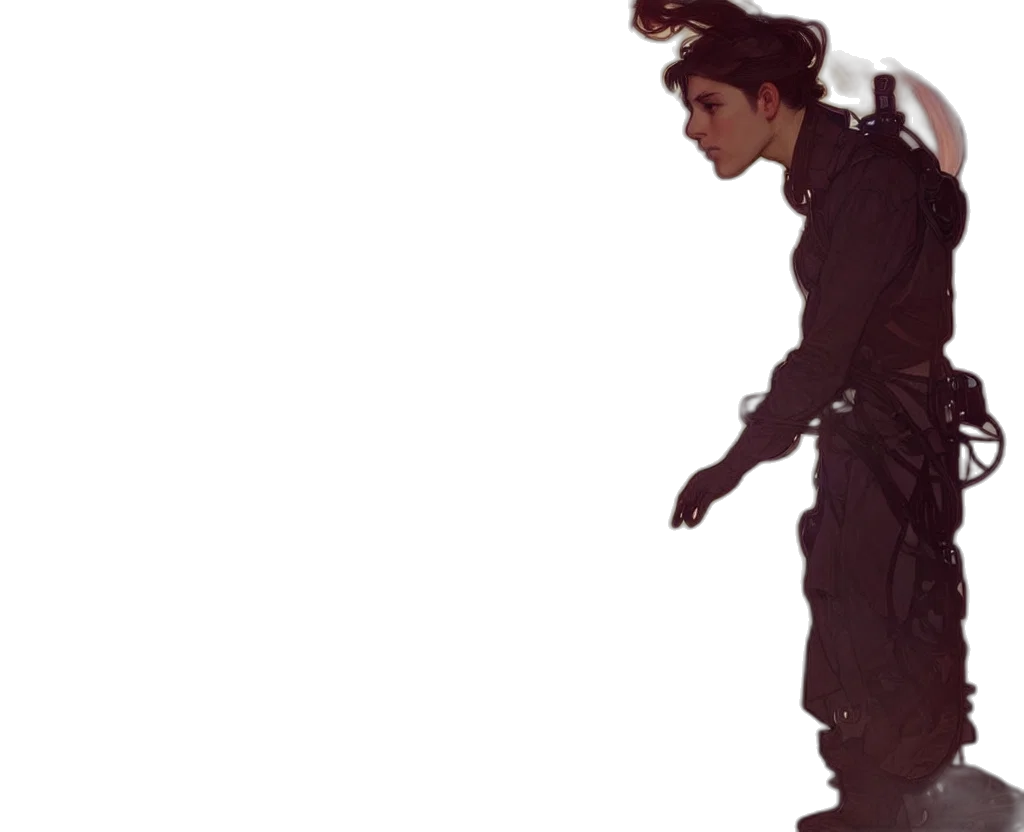 jacket, staff, concept art, comic book art transparent PNG cut-out