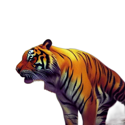 animal, creature, 3d render, concept art, photorealistic, pixel art, tiger, made transparent PNG cut-out