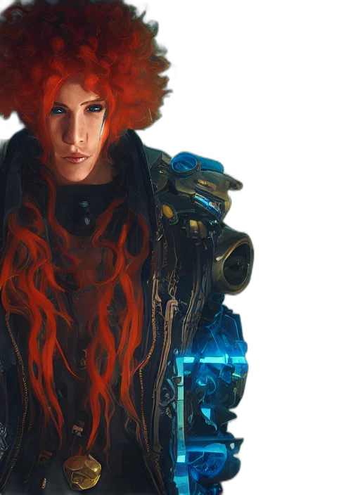 robot, hair, cyberpunk, concept art transparent PNG cut-out