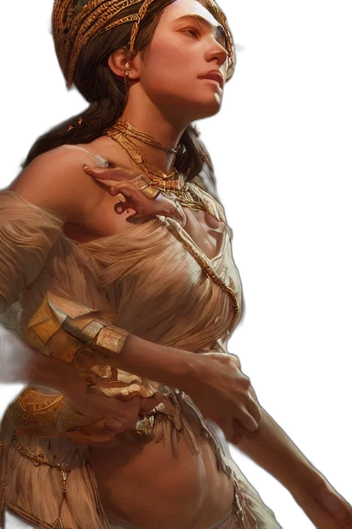 jewelry, dress, crown, face, fantasy art, concept art, photorealistic, oil painting transparent PNG cut-out