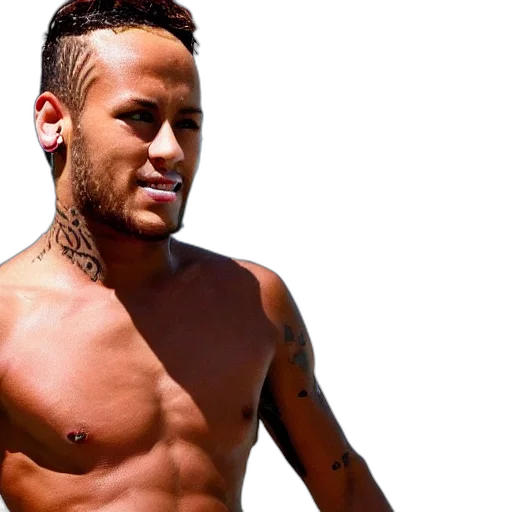 photorealistic, neymar, bodybuilder transparent PNG cut-out