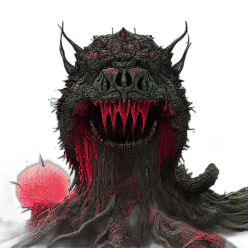 creature, dragon, mask, face, concept art, fantasy art, comic book art, red transparent PNG cut-out