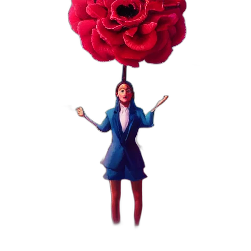 flower, umbrella, dress, crown, concept art, 3d render, pixel art, cartoon transparent PNG cut-out