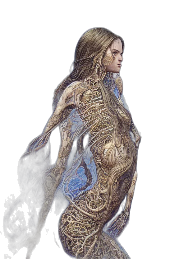 dress, dragon, jewelry, fantasy art transparent PNG cut-out