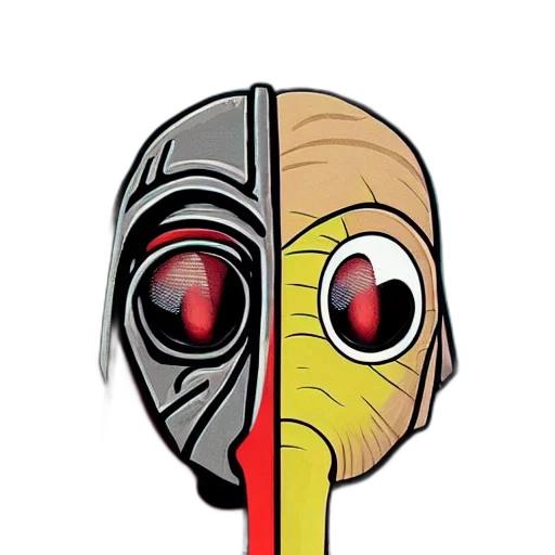 mask, robot, face, comic book art, concept art, cartoon, 3d render, outer space transparent PNG cut-out