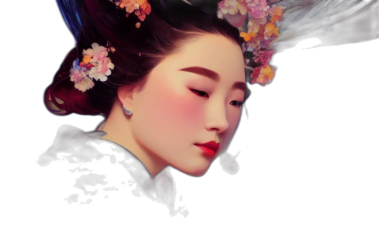crown, face, flower, photorealistic transparent PNG cut-out