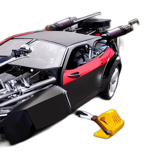 car, weapon, 3d render, buzzsaw transparent PNG cut-out