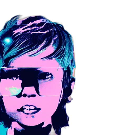 face, mask, cyberpunk, cartoon, vaporwave, photorealistic, neon lights, outer space transparent PNG cut-out