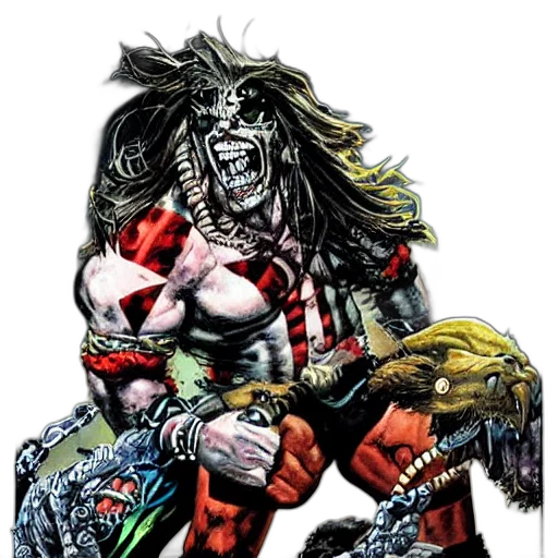 comic book art, concept art, fantasy art, thrash, comic, lobo, simon, bisley transparent PNG cut-out
