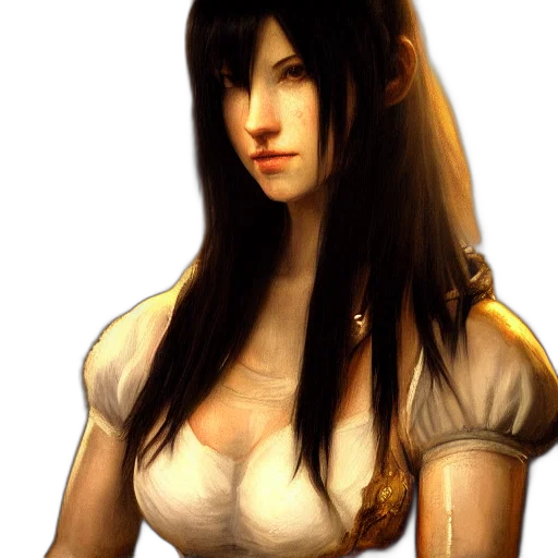 face, fantasy art, concept art, photorealistic, comic book art, golden, tifa, lockhart transparent PNG cut-out