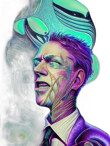 face, mask, creature, vaporwave, comic book art, concept art, photorealistic, outer space transparent PNG cut-out