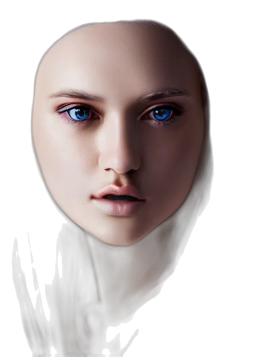 face, mask, robot, jewelry, photorealistic, concept art, 3d render, fantasy art transparent PNG cut-out