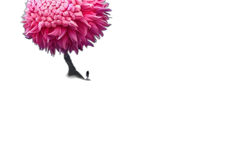 flower, tree, umbrella, hair, 3d render, photorealistic, concept art, fantasy art transparent PNG cut-out