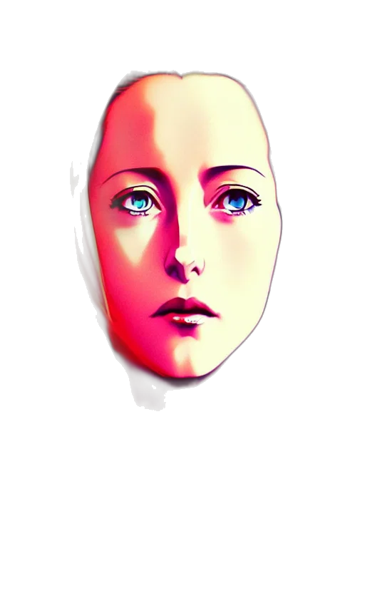 face, mask, robot, jewelry, photorealistic, 3d render, concept art, vaporwave transparent PNG cut-out