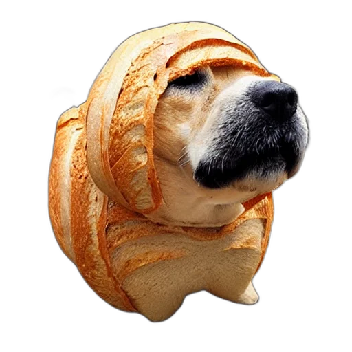 food, animal, hat, mask, photorealistic, 3d render, bread, dog transparent PNG cut-out