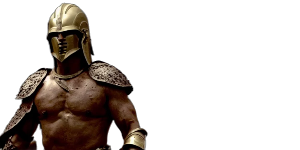sword, concept art, 3d render, film, still, joe, biden, spartan transparent PNG cut-out