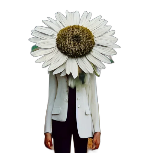 flower, jacket, mask, staff, 3d render, photorealistic, concept art, monochrome transparent PNG cut-out