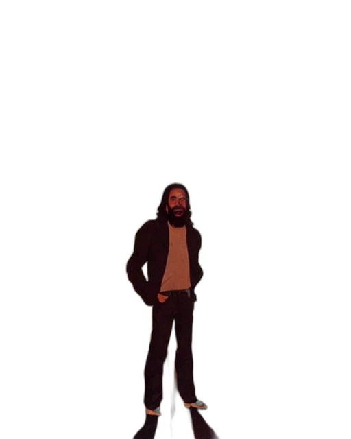jacket, staff, robot, creature transparent PNG cut-out