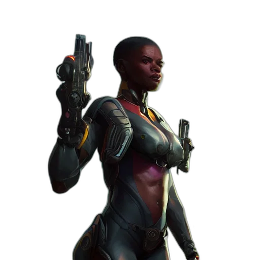 weapon, robot, jacket, staff transparent PNG cut-out
