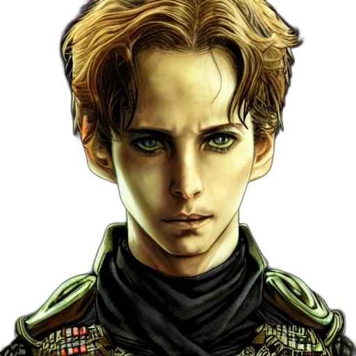 face, jacket, staff, mask, comic book art, concept art, photorealistic, pixel art transparent PNG cut-out