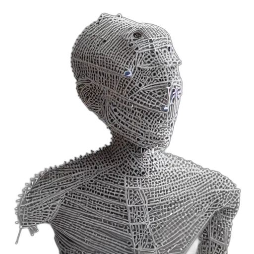 robot, dress, jewelry, mask, 3d render, cyberpunk, pixel art, concept art transparent PNG cut-out